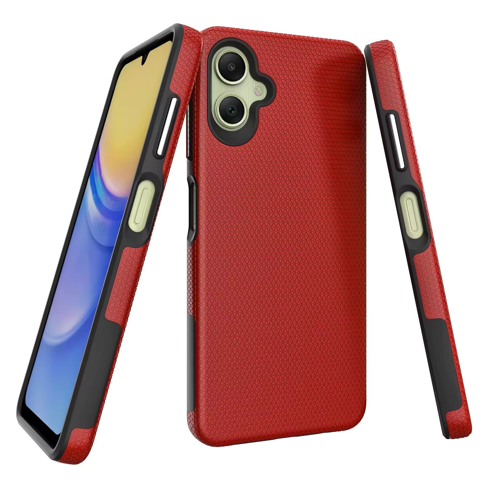 Triangle Shockproof Case With Anti Slip Grains for Samsung Galaxy A05 – Red
